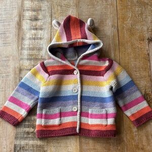 Baby GAP Knit Cardigan Bear Hoodie 6-12m